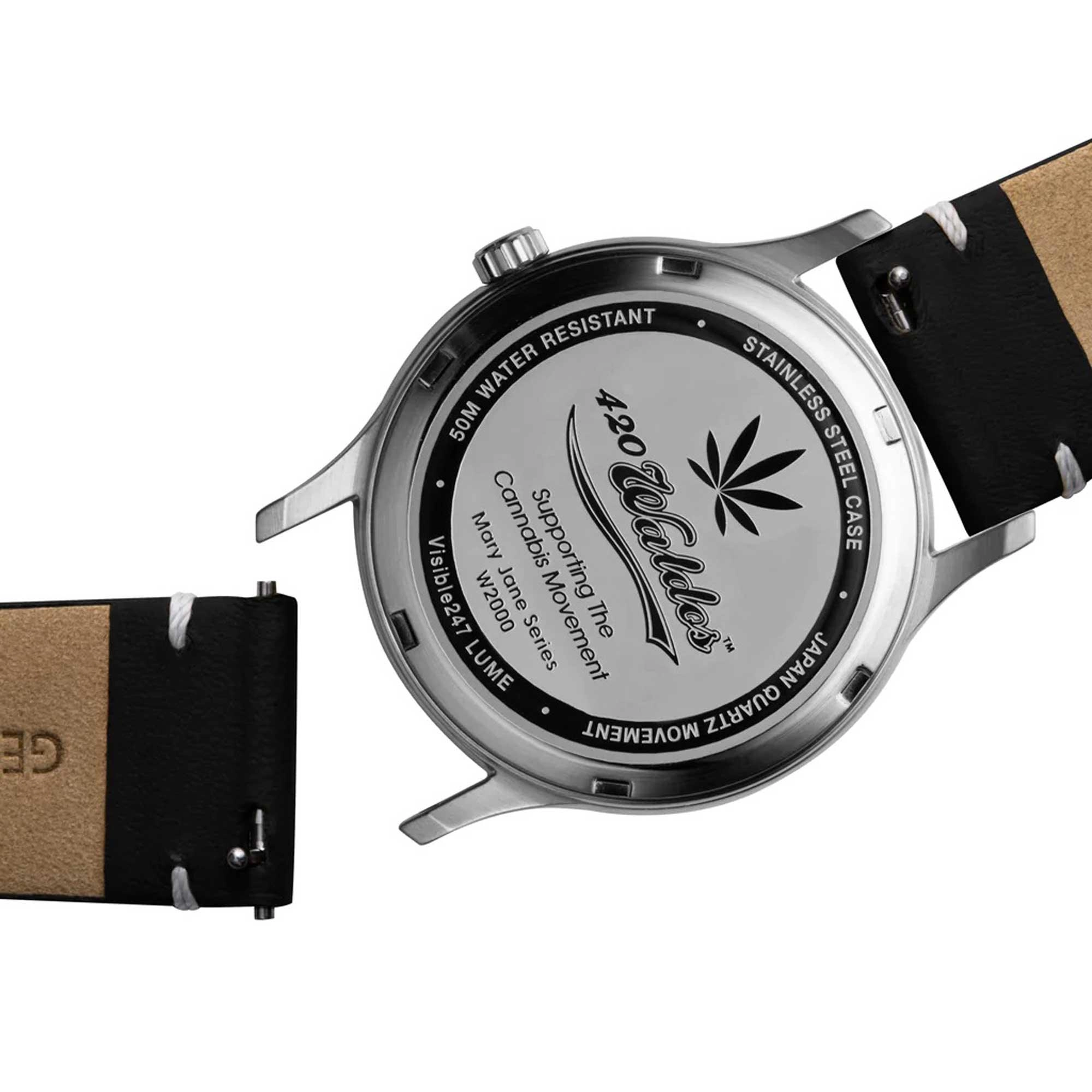 420Waldos Women's Quartz Watch - Mary Jane Orange Dial Genuine Leather Strap | W2015