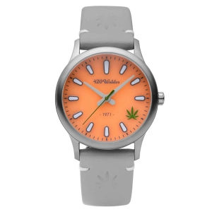 420Waldos Women's Quartz Watch - Mary Jane Orange Dial Genuine Leather Strap | W2015