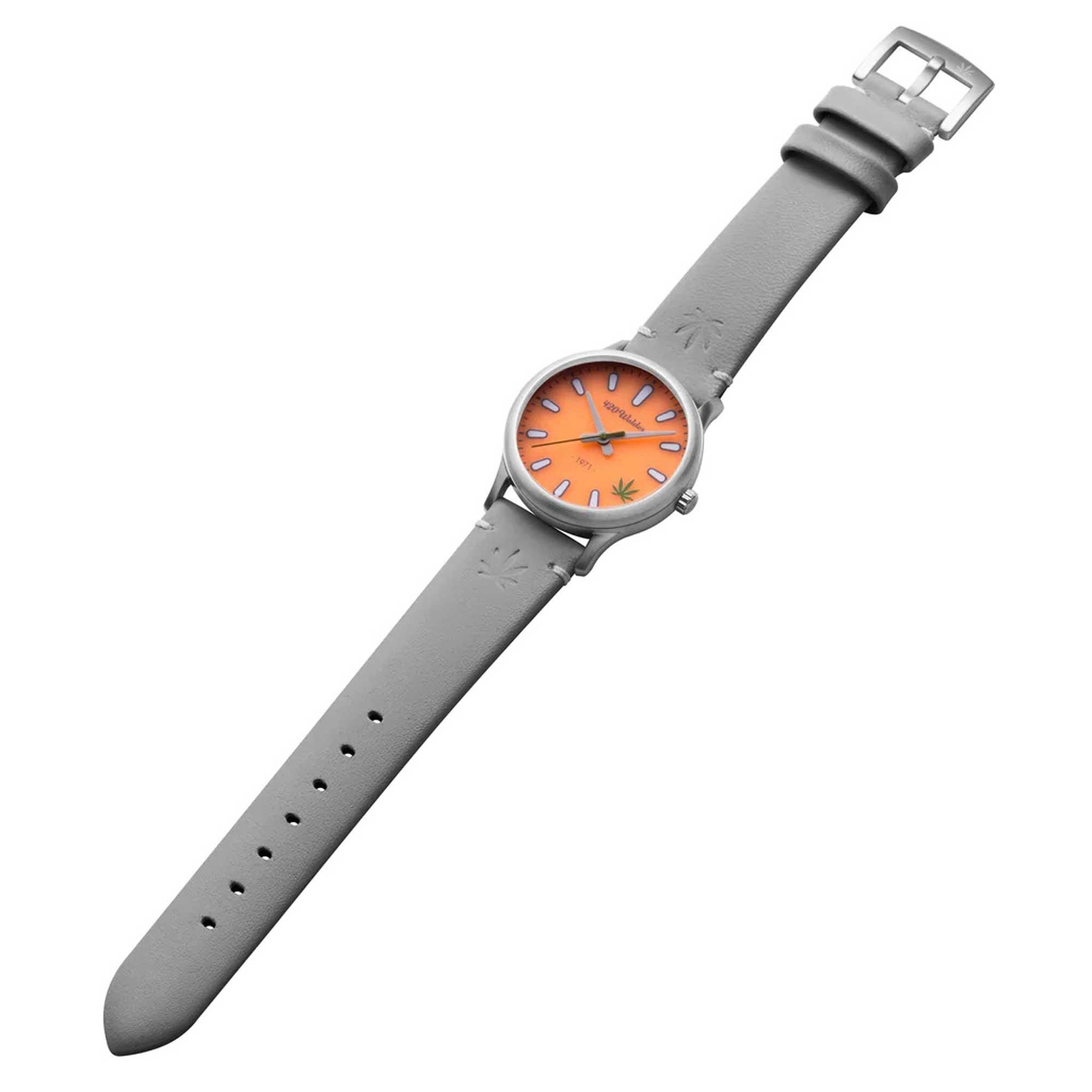 420Waldos Women's Quartz Watch - Mary Jane Orange Dial Genuine Leather Strap | W2015