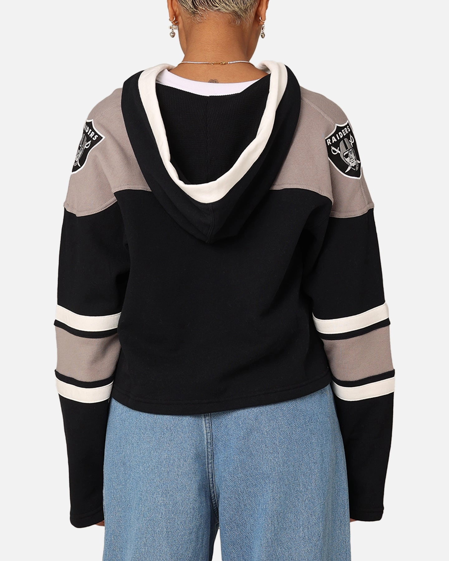 47 Brand Women's Las Vegas Raiders Cropped Lacer Hoodie Jet Black