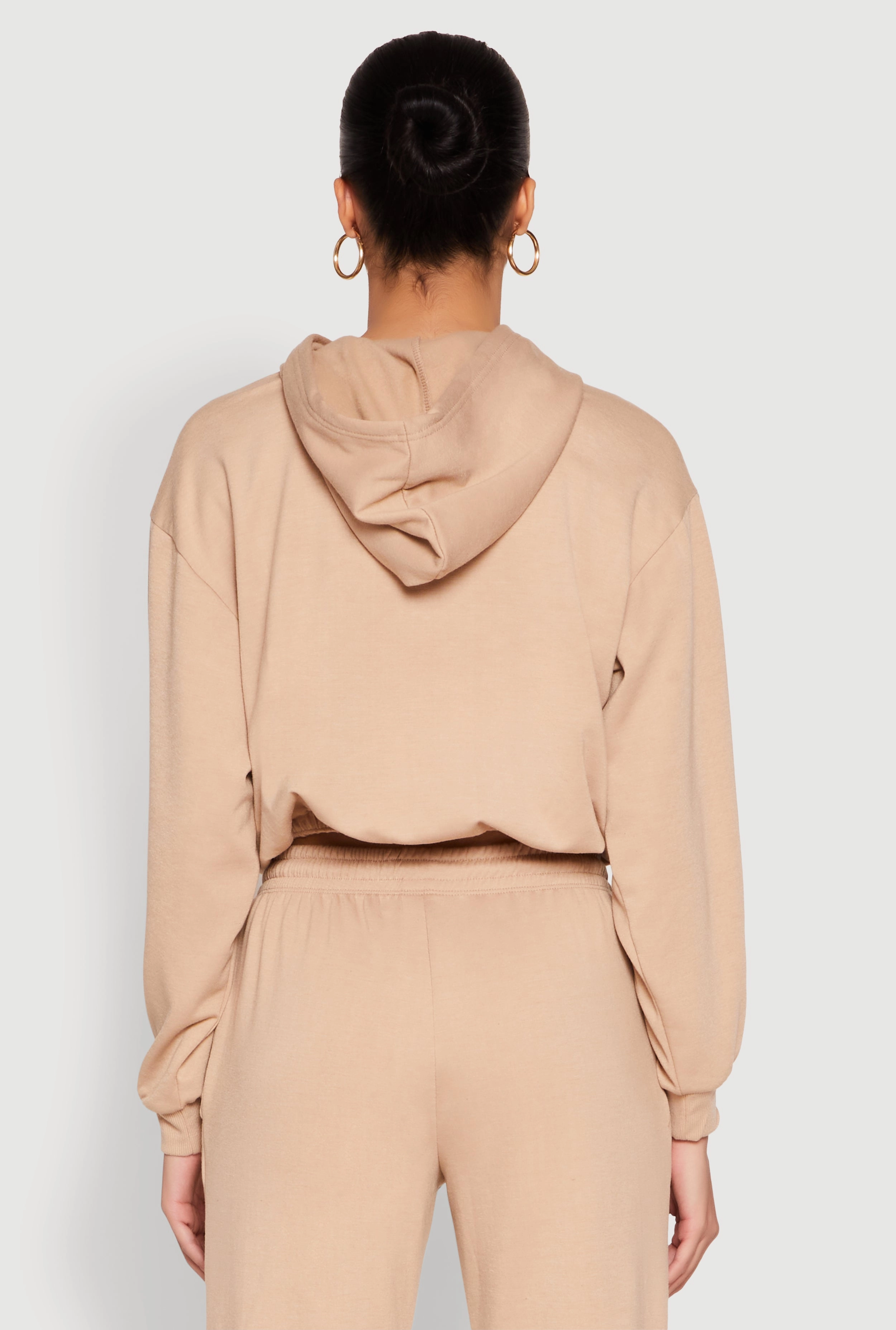 Almost Famous Bubble Hem Cropped Hoodie