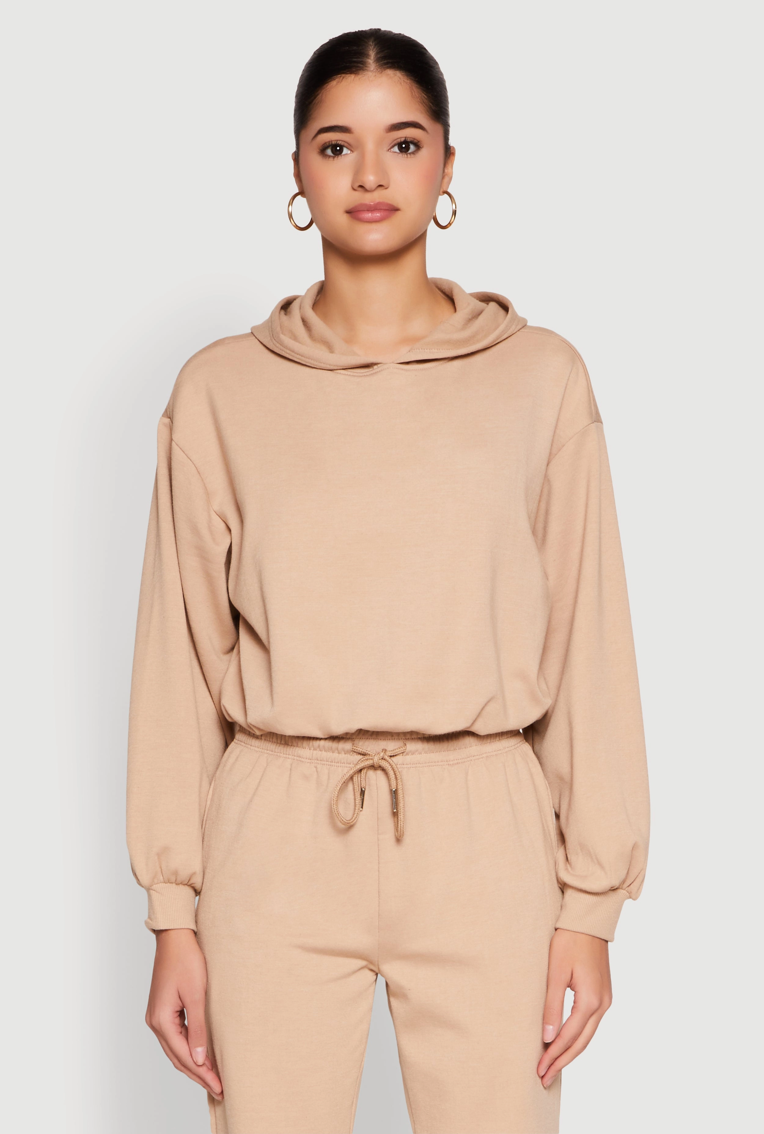 Almost Famous Bubble Hem Cropped Hoodie