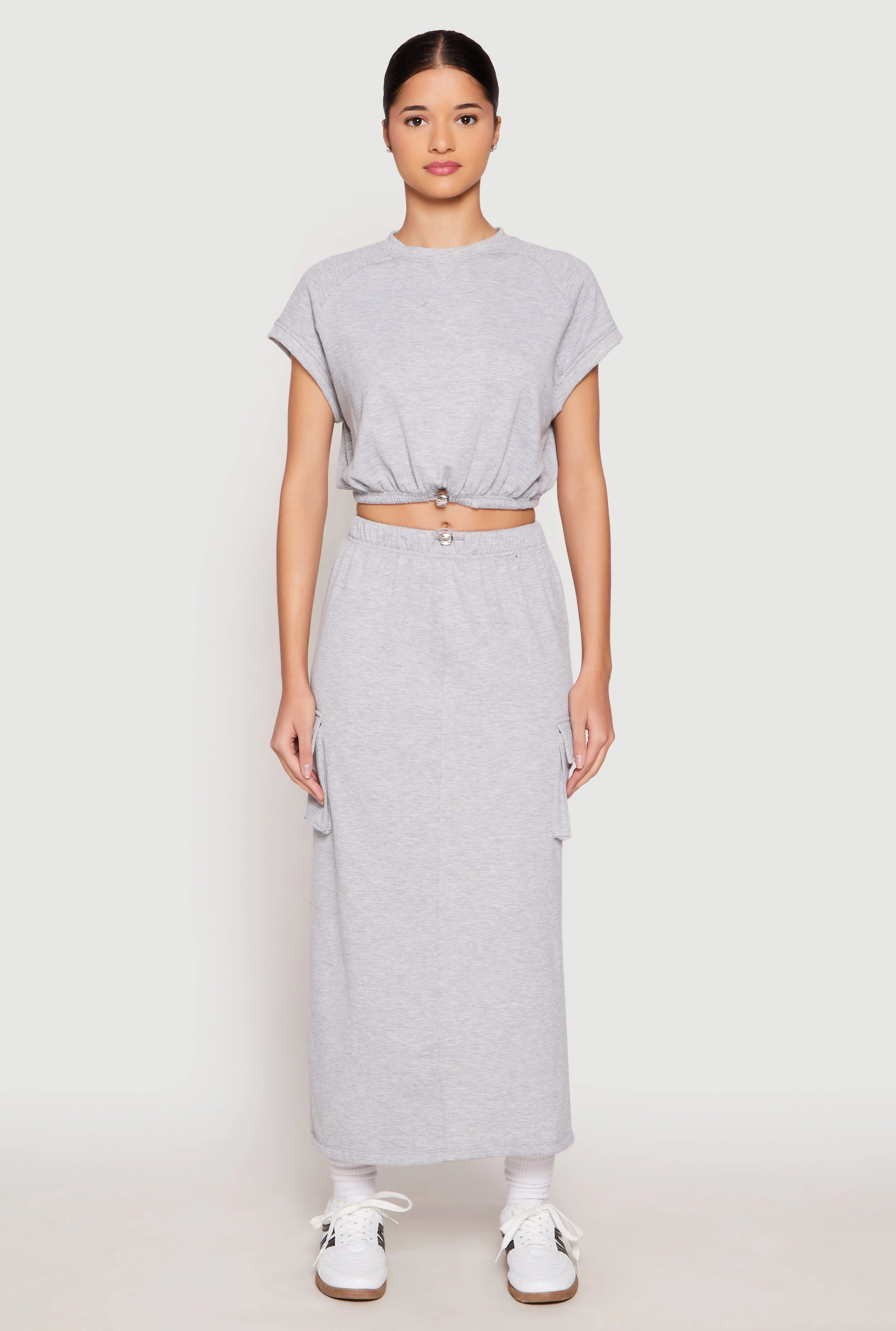 Almost Famous Cap Sleeve Cropped Sweatshirt