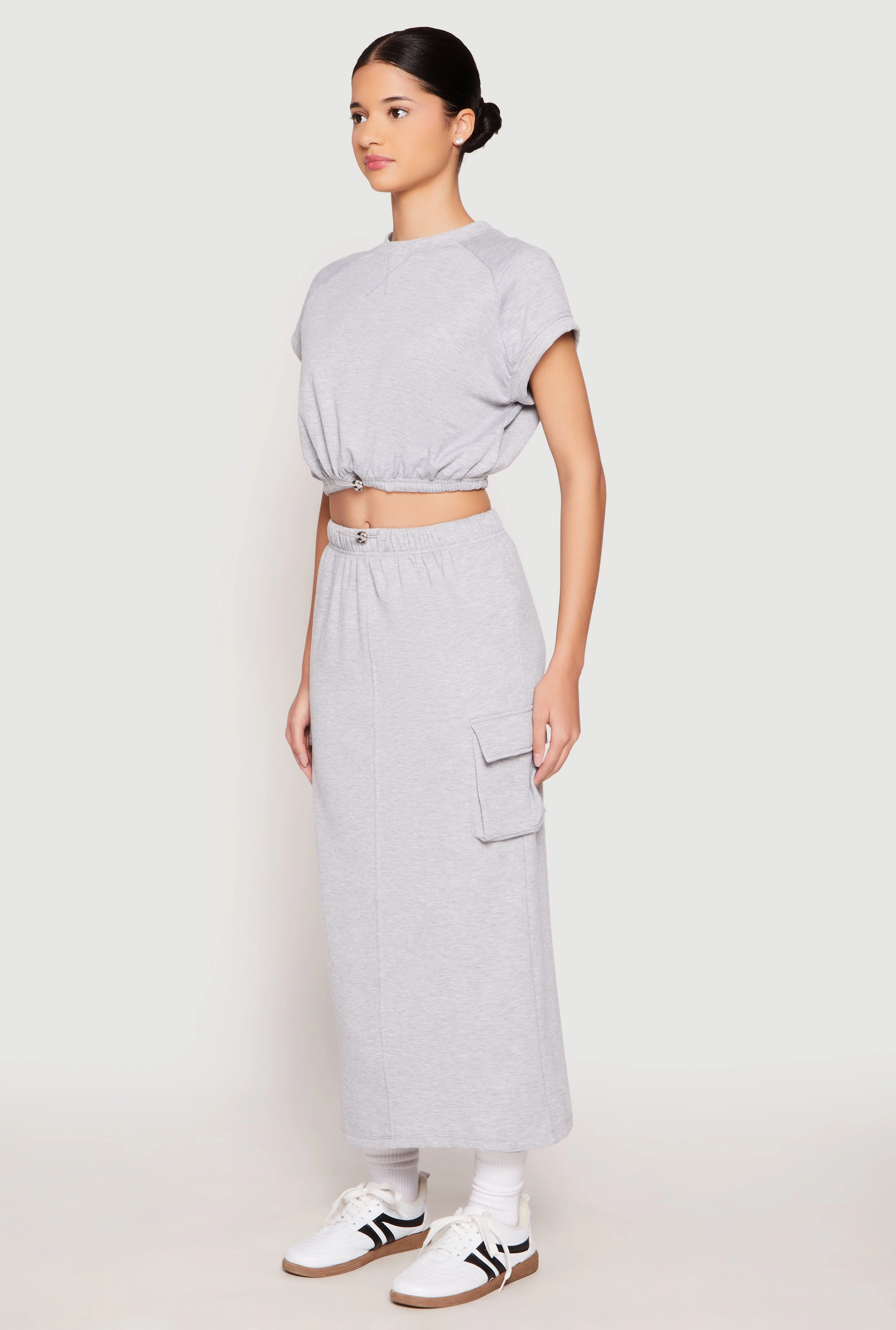 Almost Famous Cap Sleeve Cropped Sweatshirt