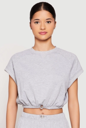 Almost Famous Cap Sleeve Cropped Sweatshirt