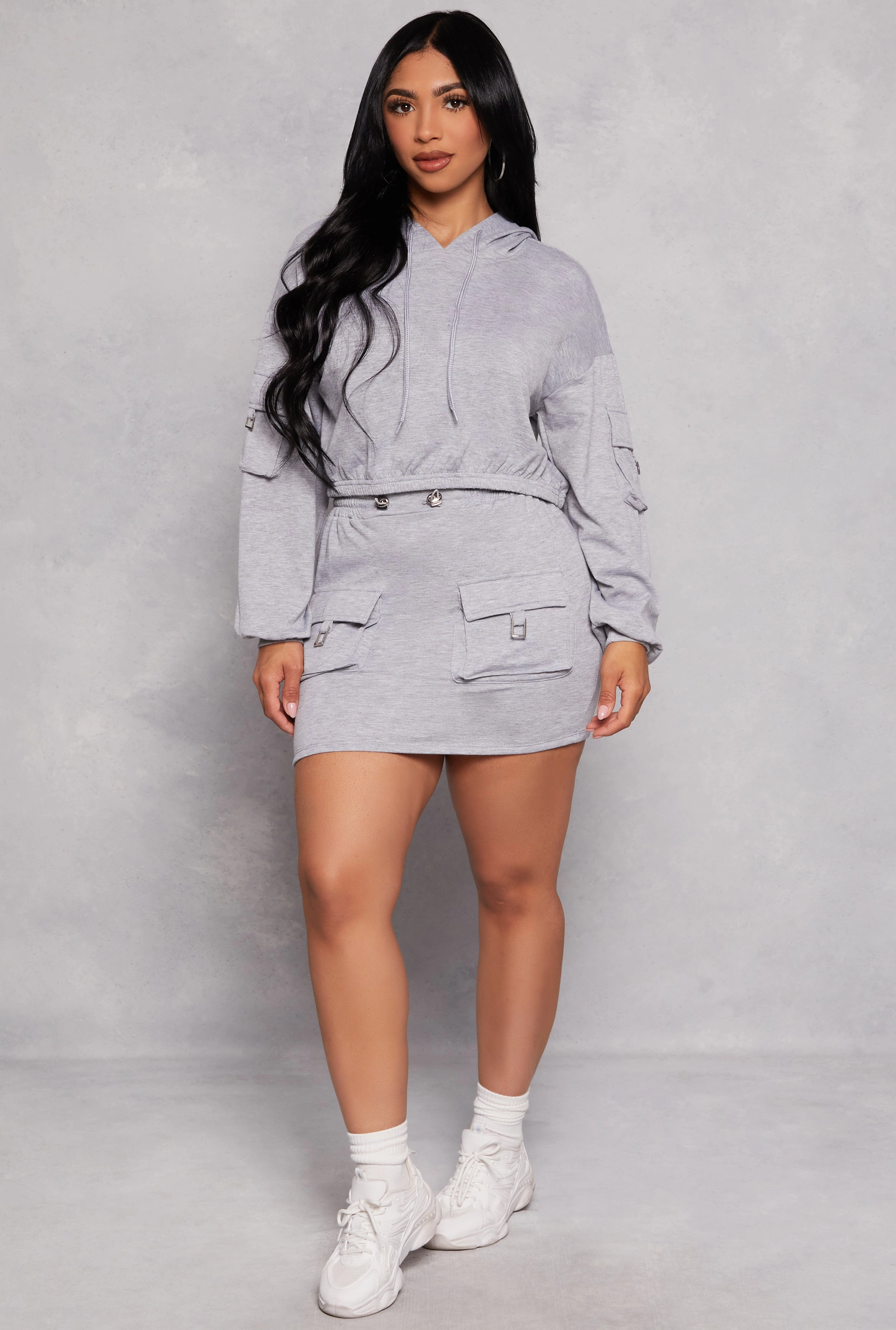 Almost Famous Cargo Pocket Cropped Hoodie