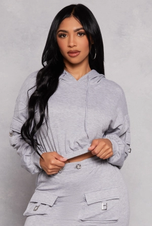 Almost Famous Cargo Pocket Cropped Hoodie