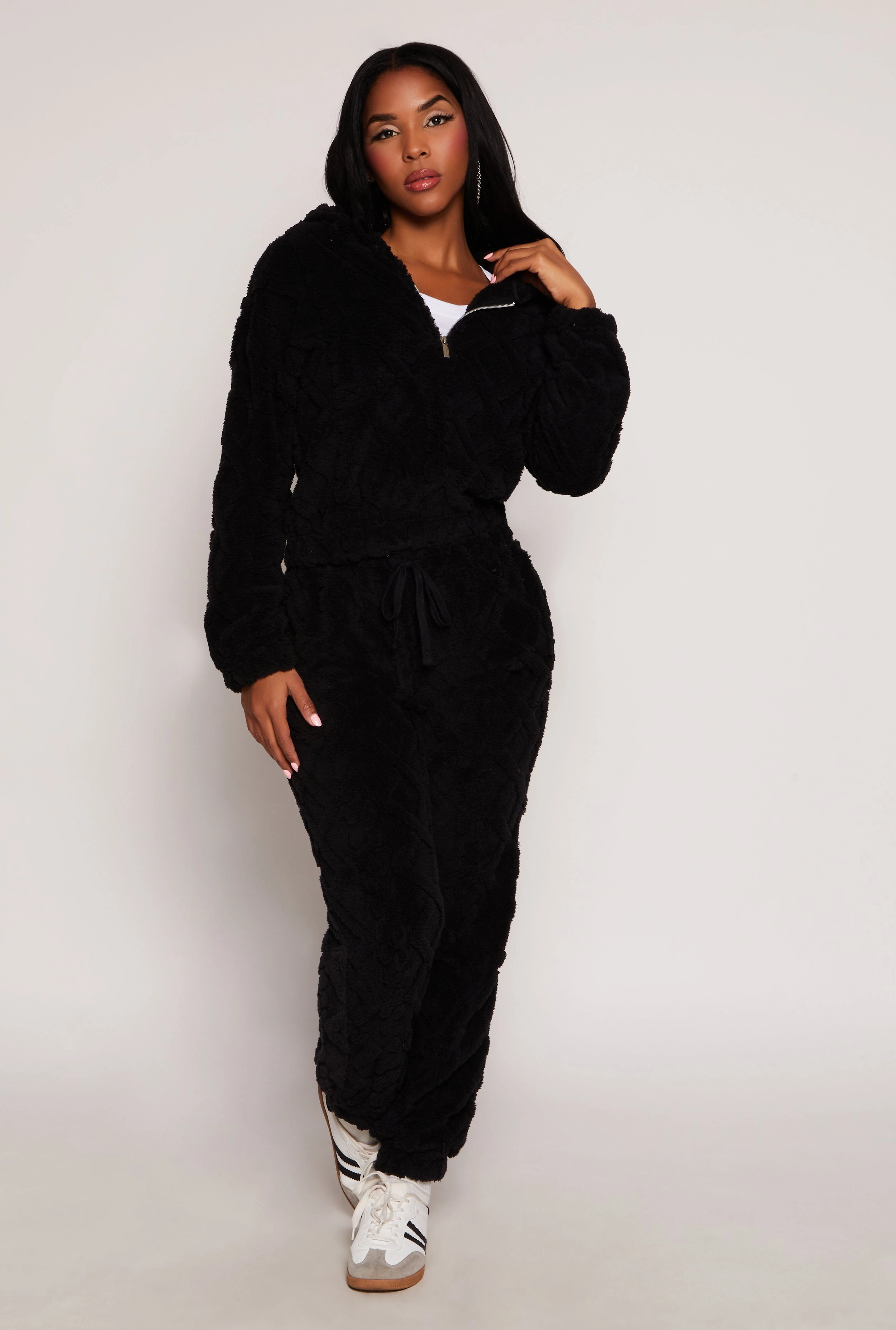 Almost Famous Faux Fur Half Zip Hoodie