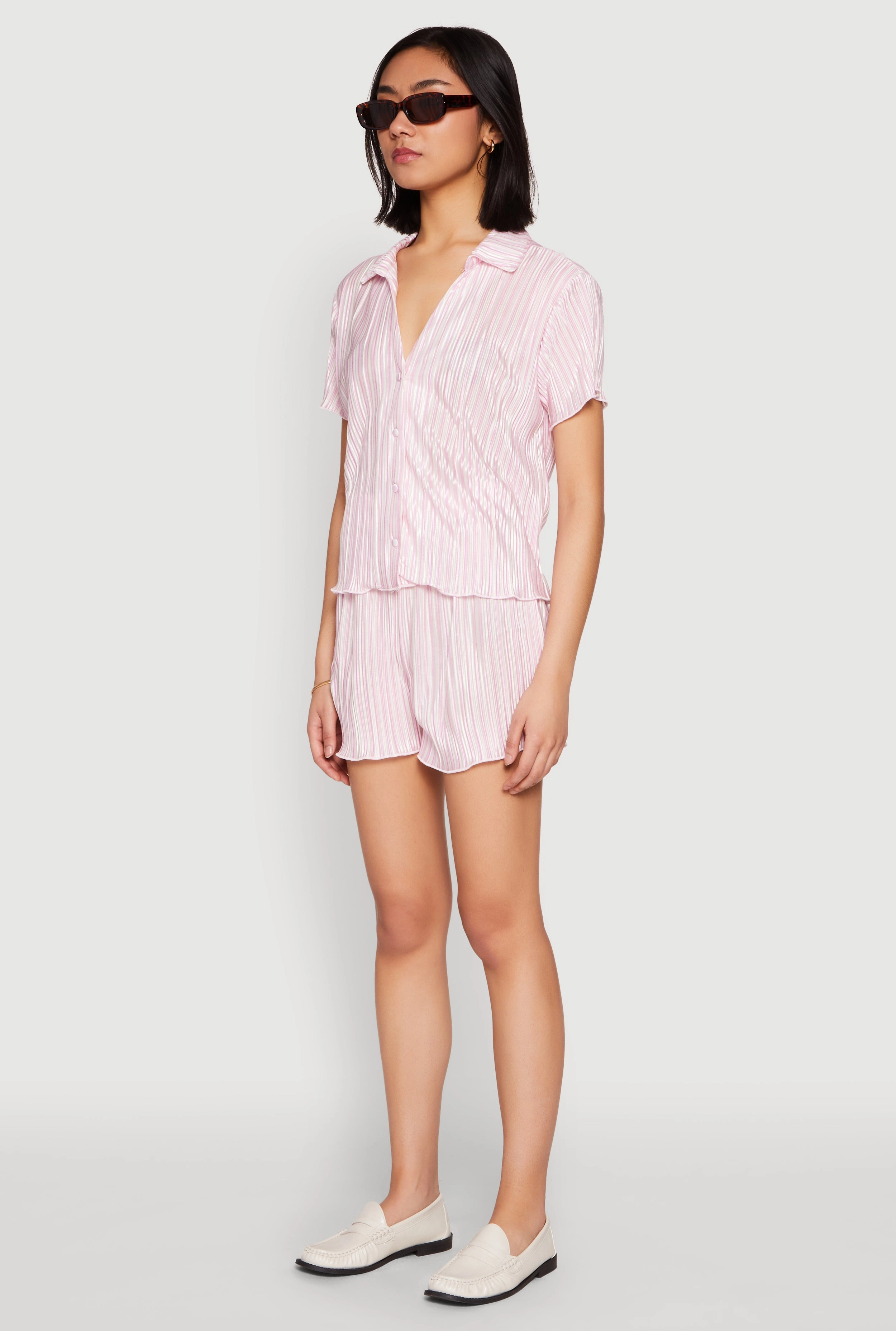 Almost Famous Plisse Striped Shirt