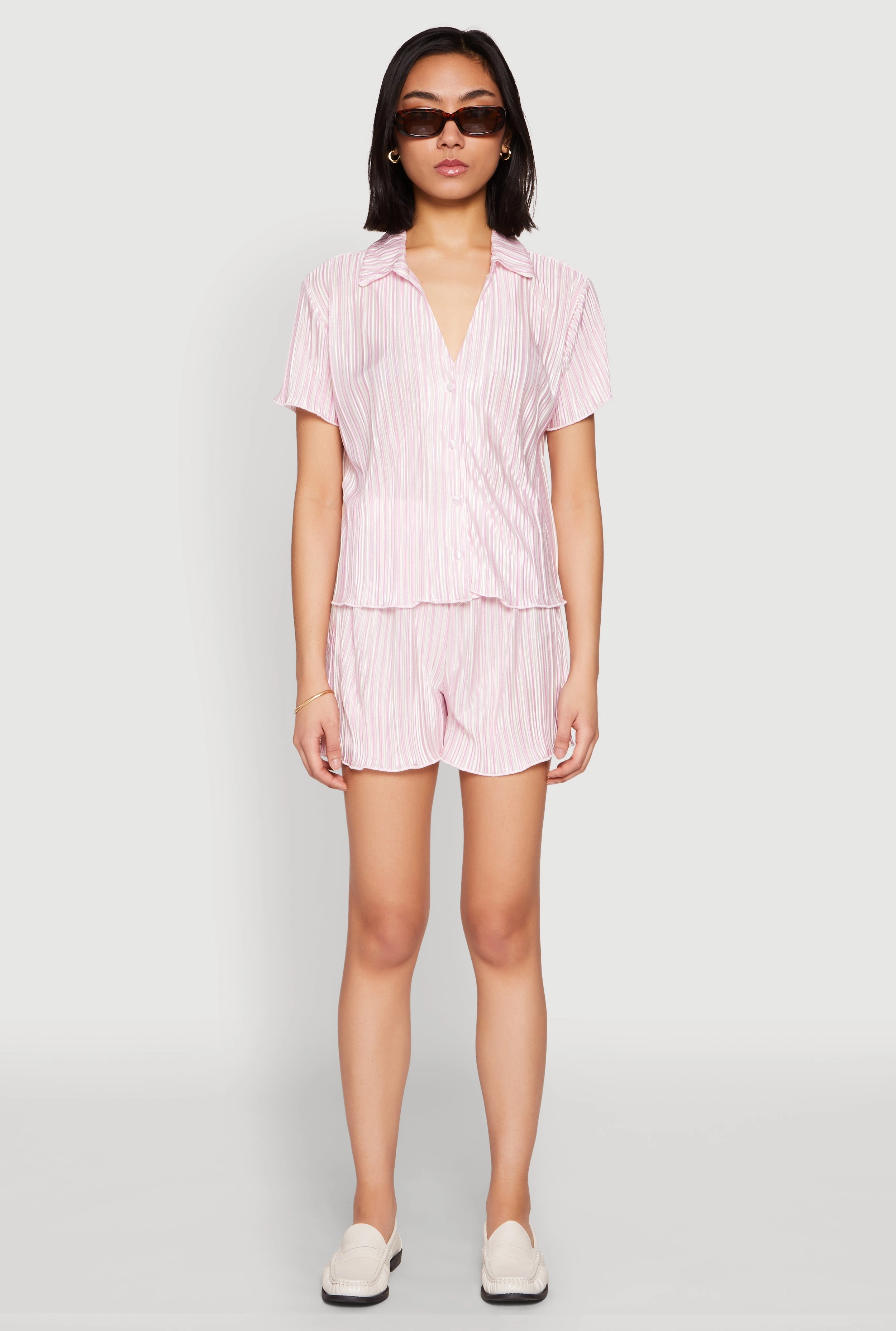 Almost Famous Plisse Striped Shirt