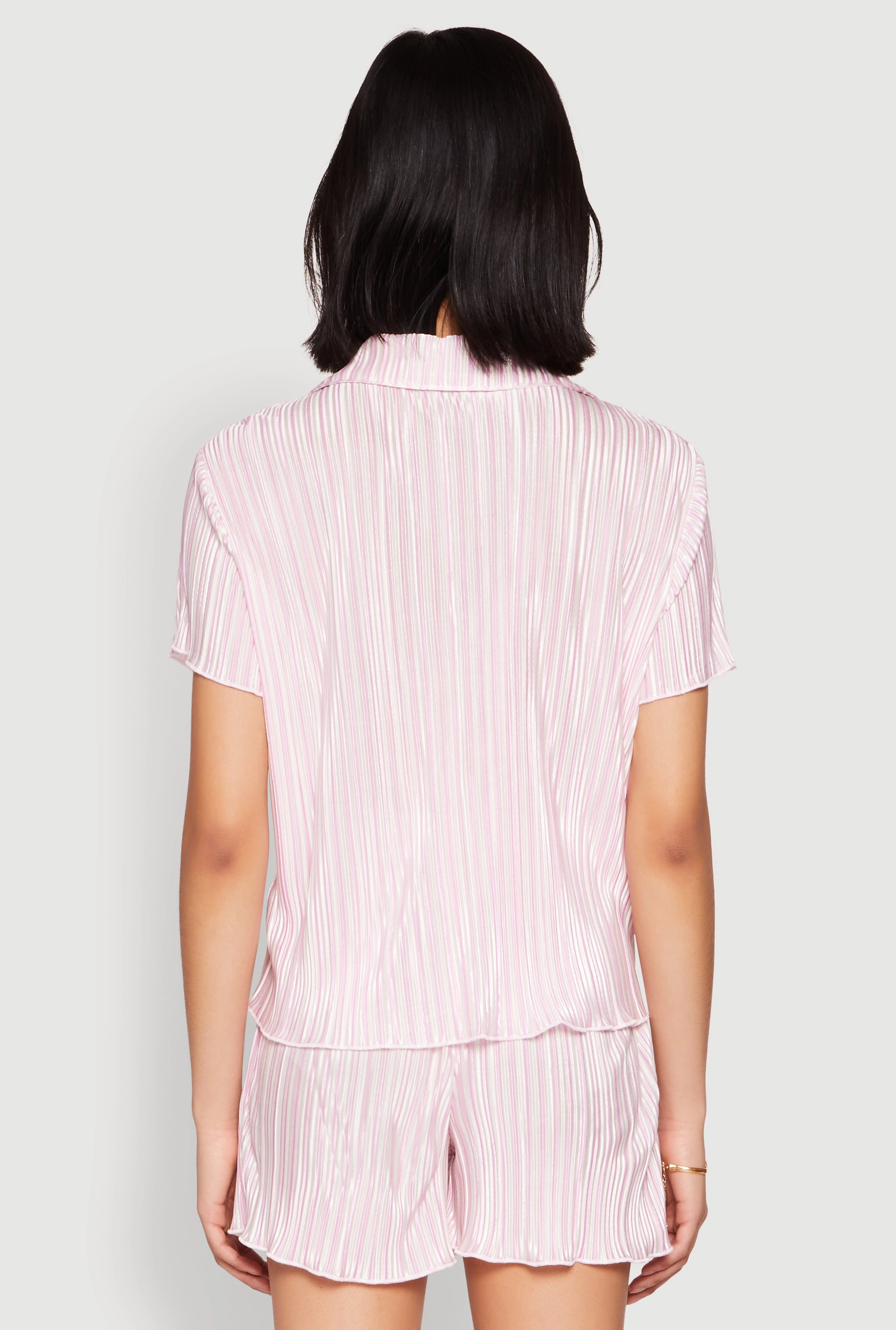 Almost Famous Plisse Striped Shirt