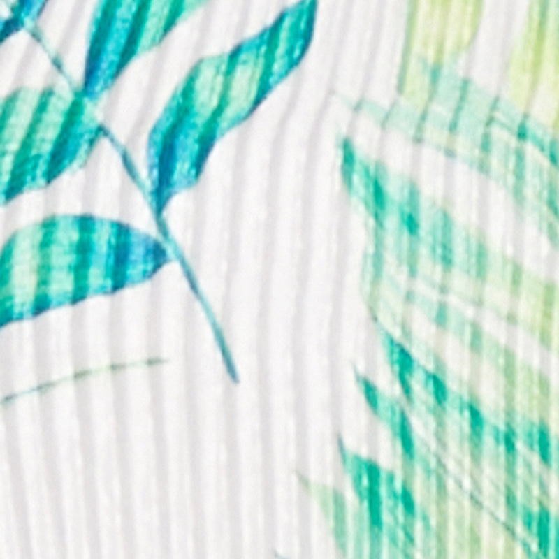 Almost Famous Plisse Tropical Print Cropped Halter Top
