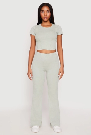 Almost Famous Ribbed Knit Flare Pants