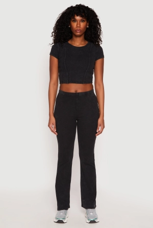 Almost Famous Ribbed Knit Flare Pants
