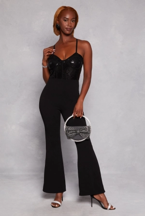 Almost Famous Sequin Bustier Jumpsuit