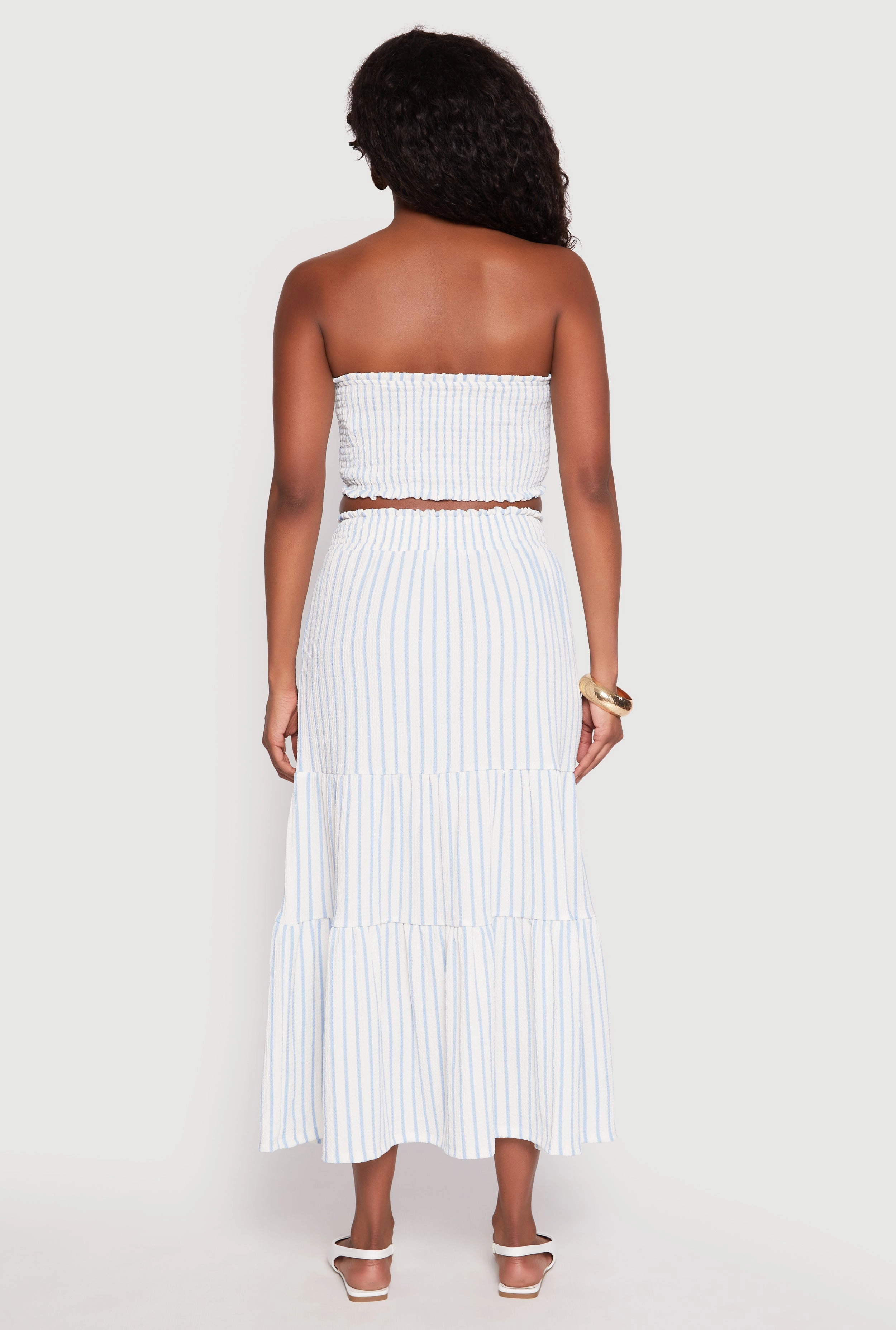 Almost Famous Striped Smocked Tube Top