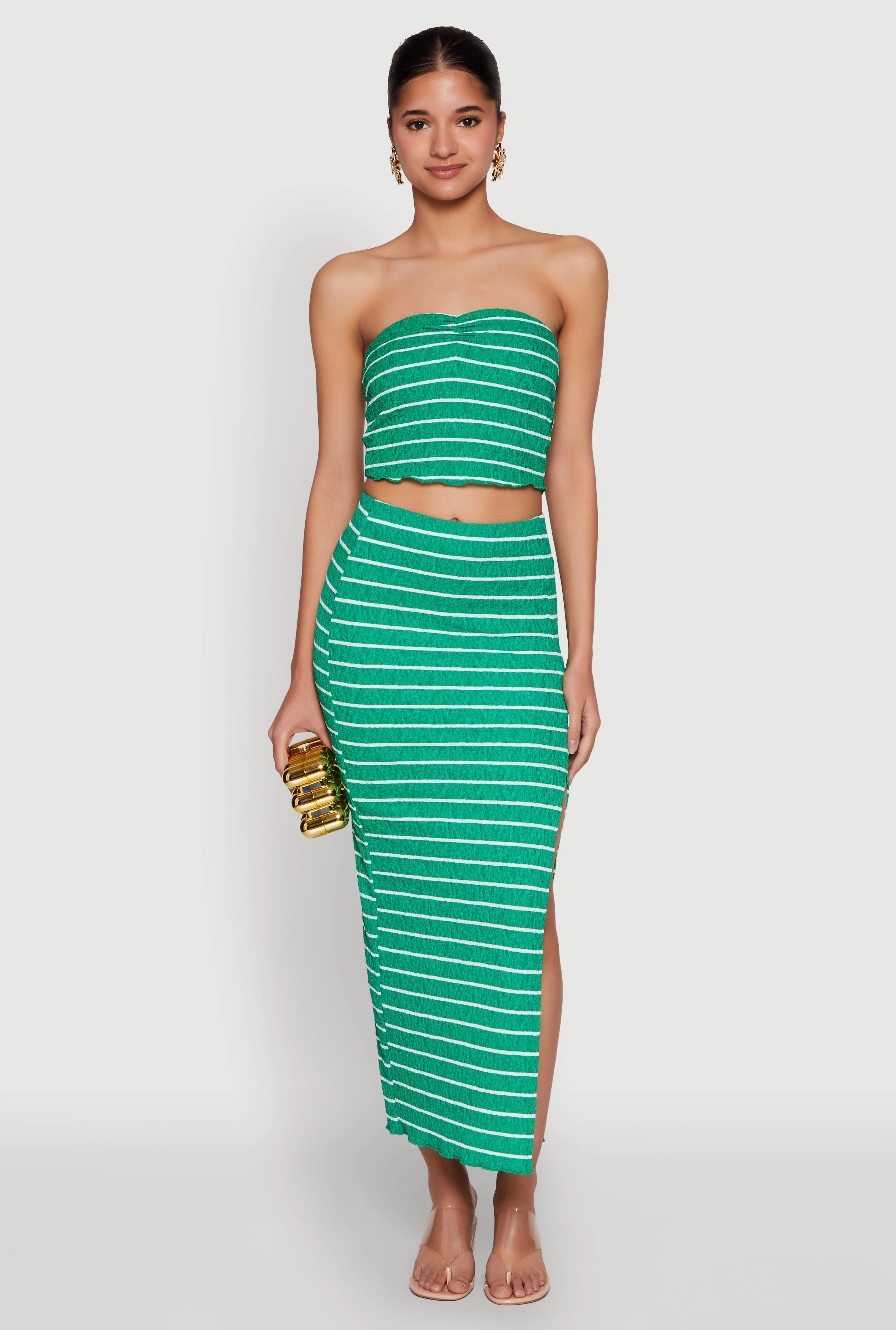 Almost Famous Striped Sweetheart Neckline Tube Top