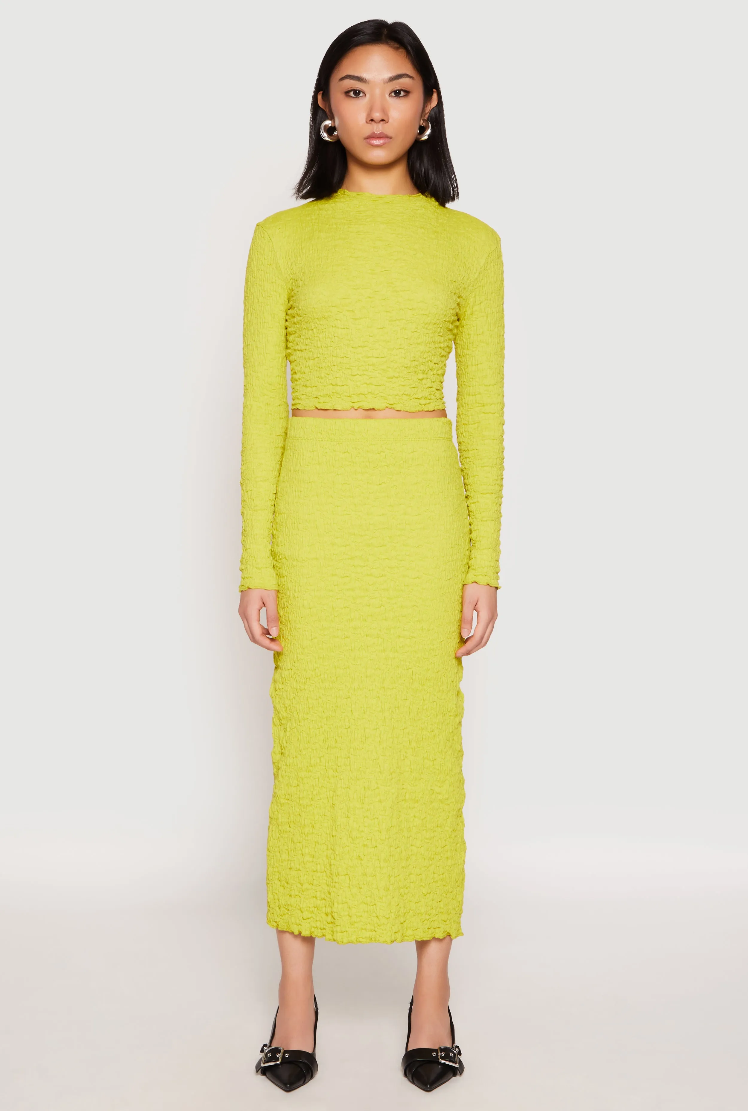 Almost Famous Textured Knit Back Slit Skirt