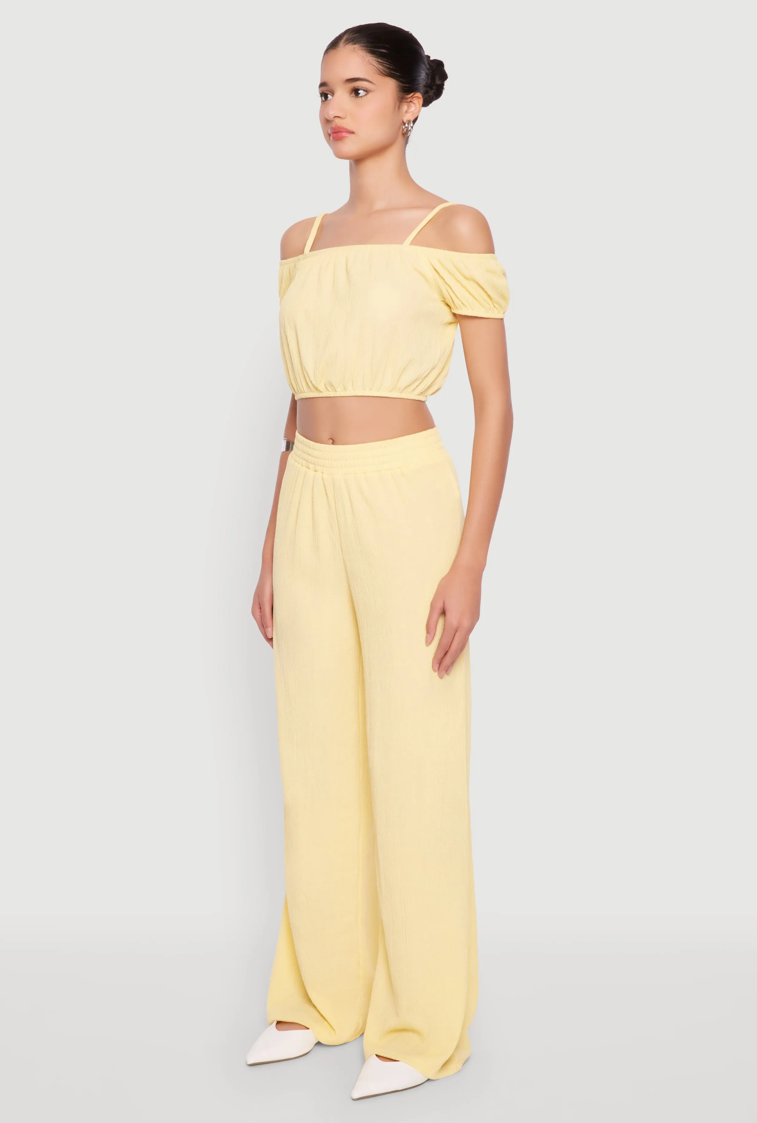 Almost Famous Textured Knit Cold Shoulder Crop Top