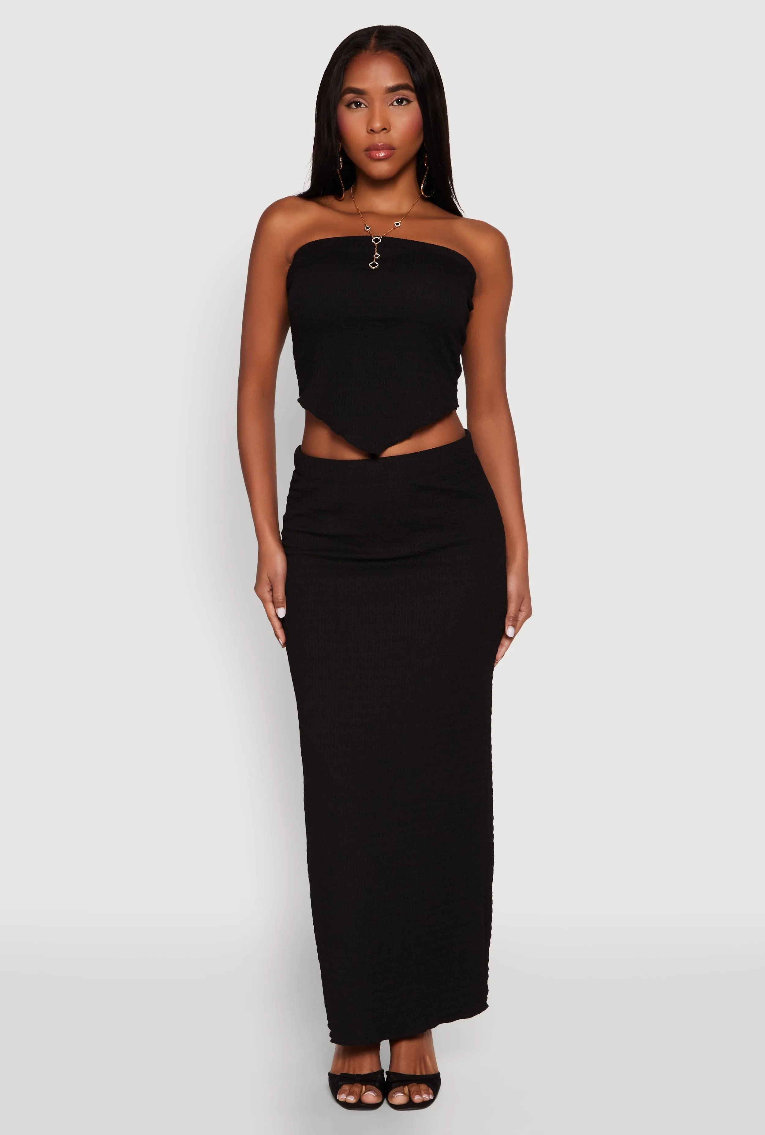 Almost Famous Textured Knit Maxi Skirt