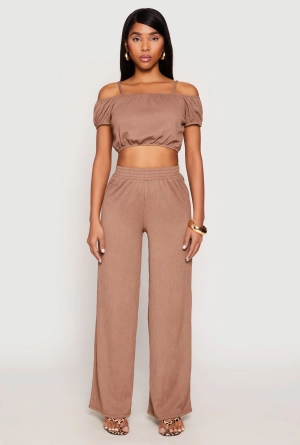Almost Famous Textured Knit Wide Leg Pants
