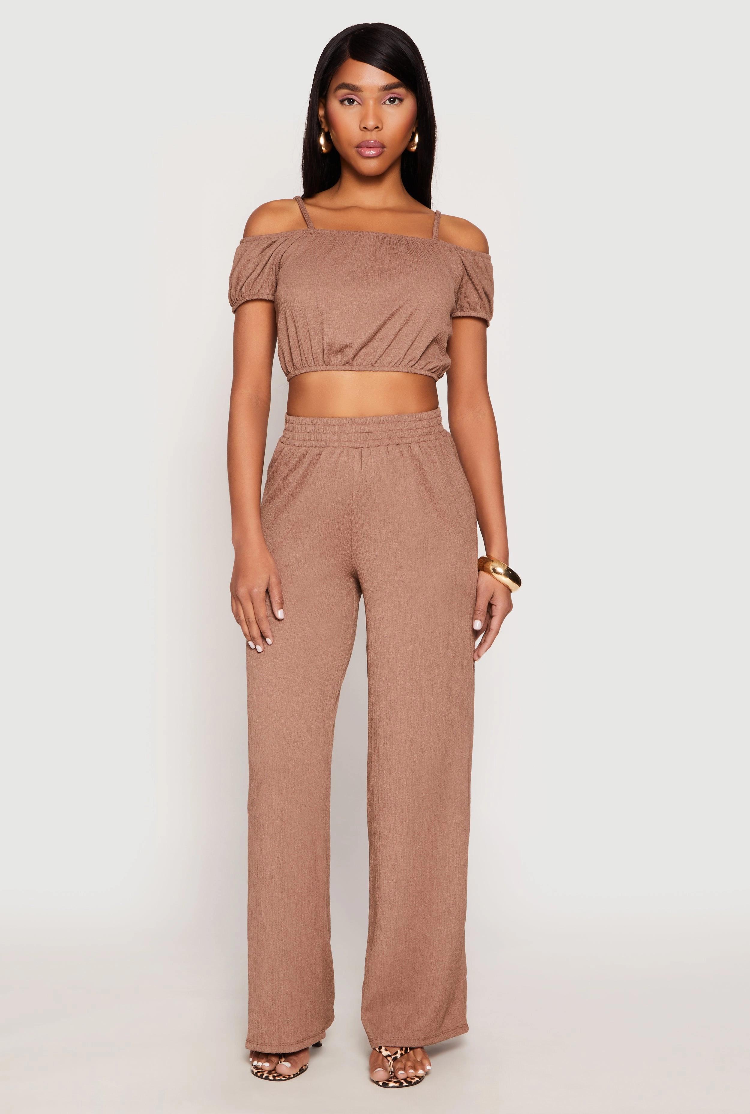 Almost Famous Textured Knit Wide Leg Pants