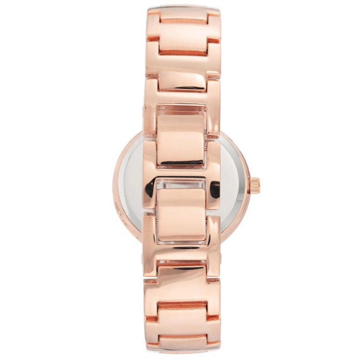Anne Klein Women's Quartz Watch - Black Dial Rose Gold Tone Bracelet | 3046NVRG