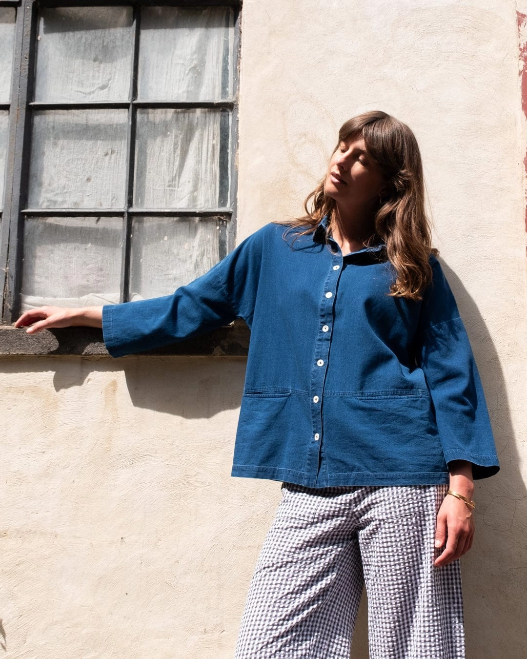 Anya Women's Cotton Blouse | Textured Denim