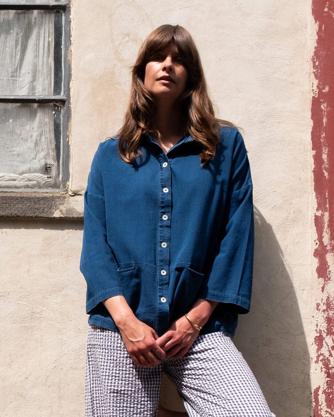 Anya Women's Cotton Blouse | Textured Denim