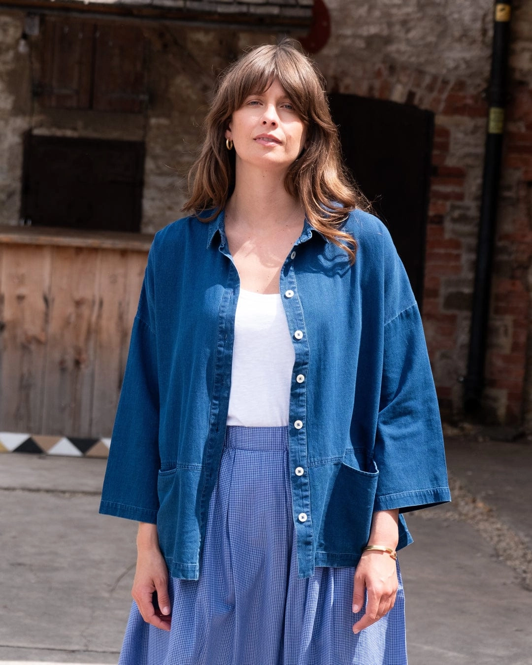Anya Women's Cotton Blouse | Textured Denim