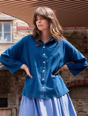 Anya Women's Cotton Blouse | Textured Denim