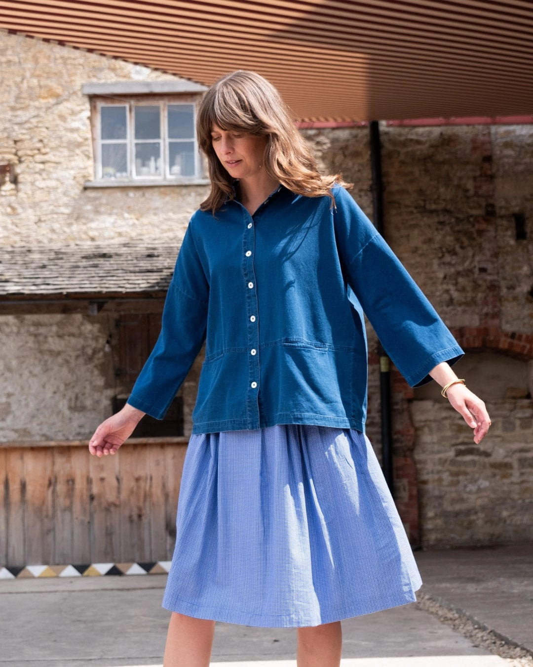 Anya Women's Cotton Blouse | Textured Denim