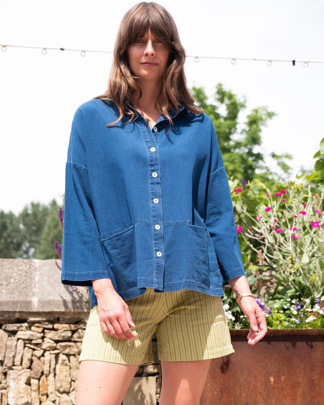Anya Women's Cotton Blouse | Textured Denim
