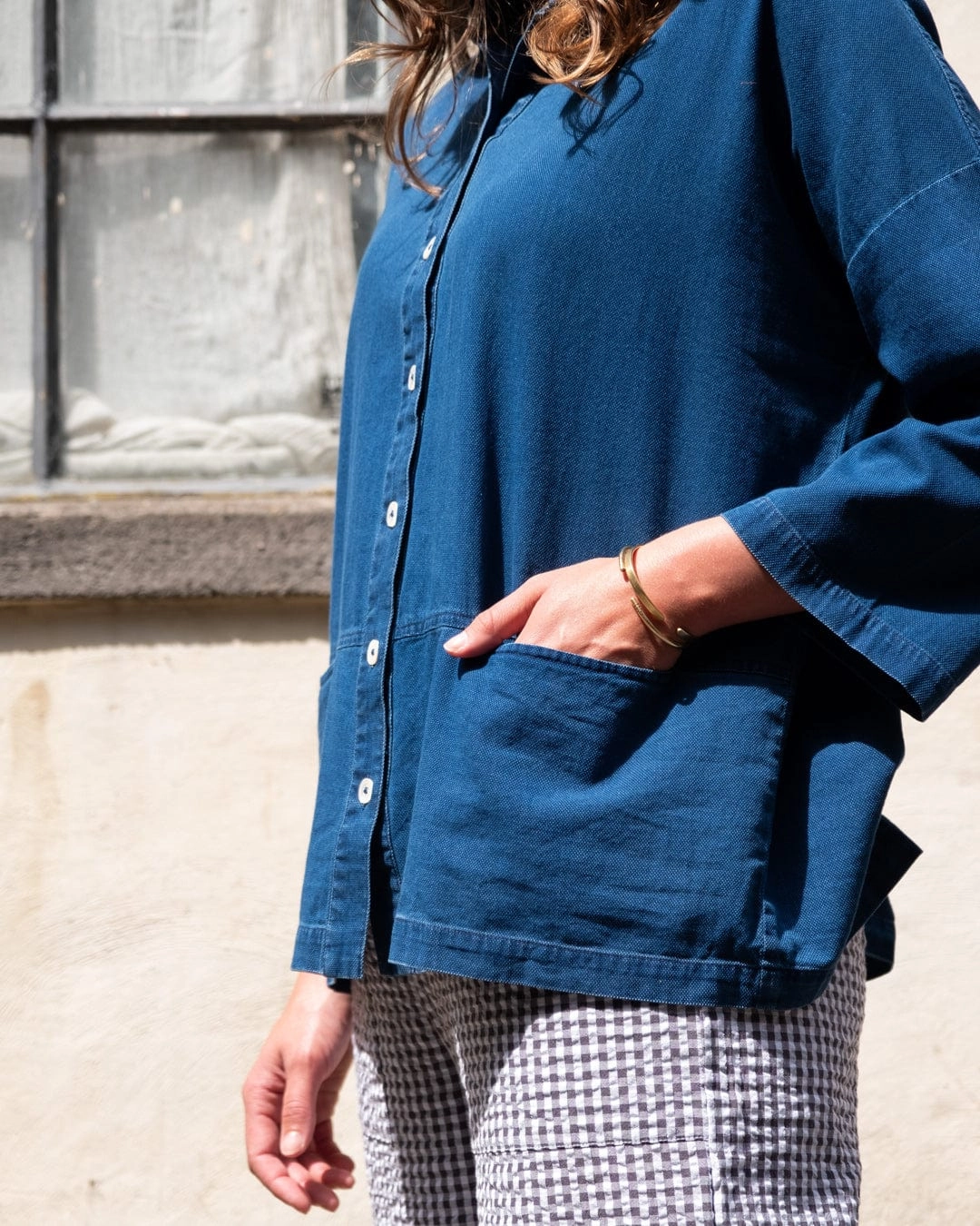 Anya Women's Cotton Blouse | Textured Denim