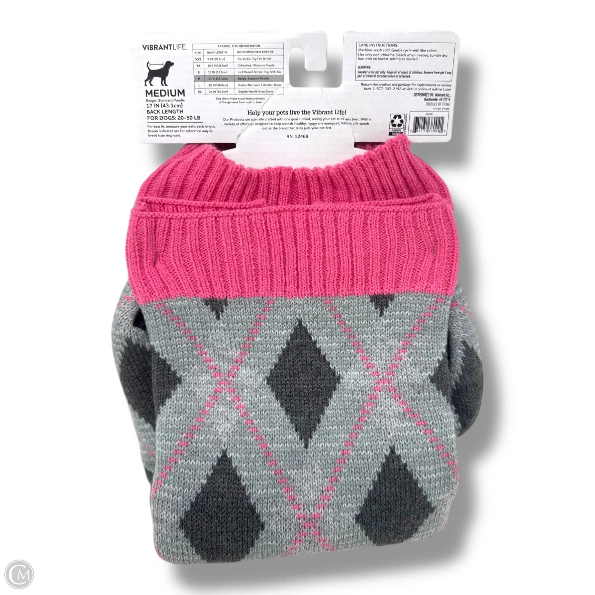 Argyle Dog Sweater by Vibrant Life  Size:M