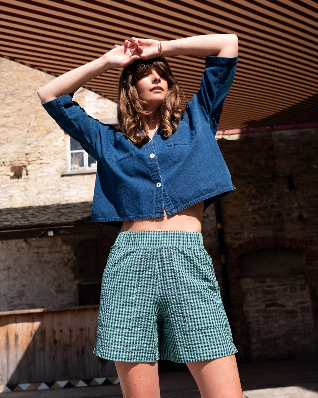 Ava Women's Cotton Blouse | Textured Denim