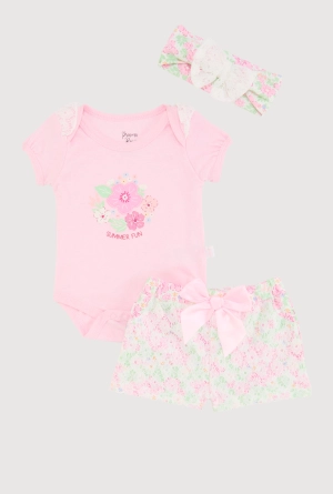 Baby Girls 0-9M Summer Fun Crochet Detail Graphic Bodysuit and Shorts