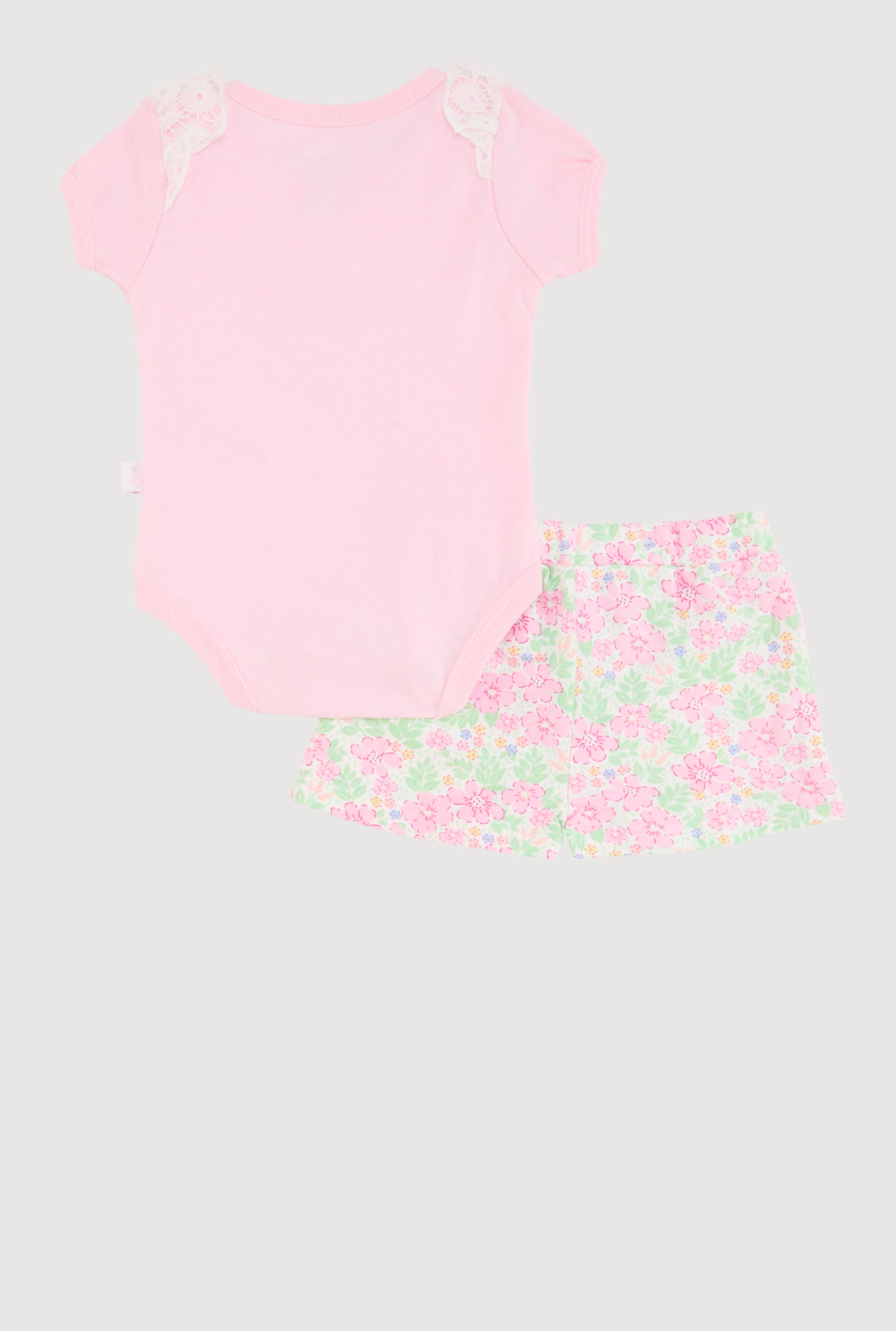 Baby Girls 0-9M Summer Fun Crochet Detail Graphic Bodysuit and Shorts