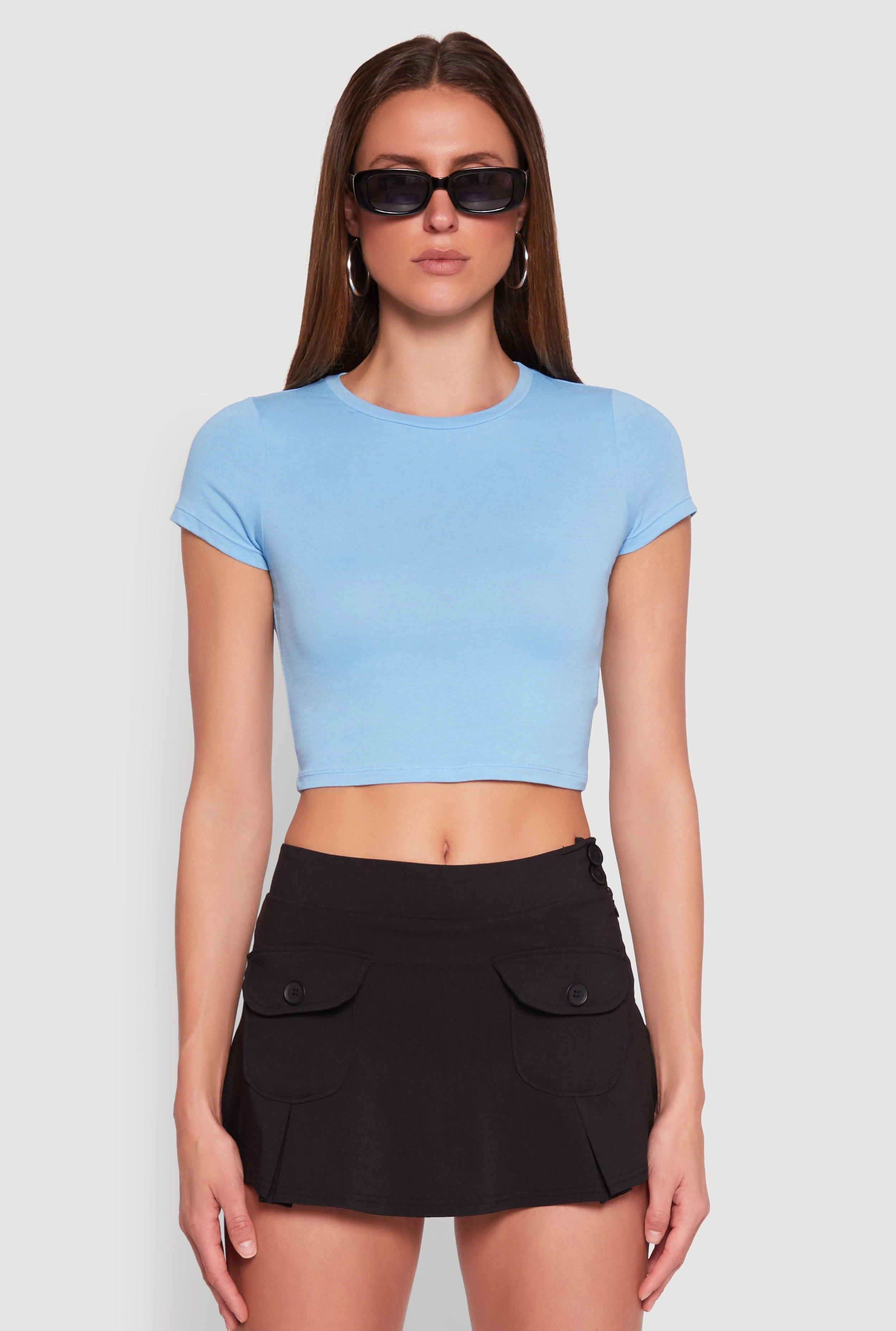 Basic Crew Neck Cropped Tee