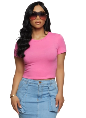 Basic Crew Neck Cropped Tee