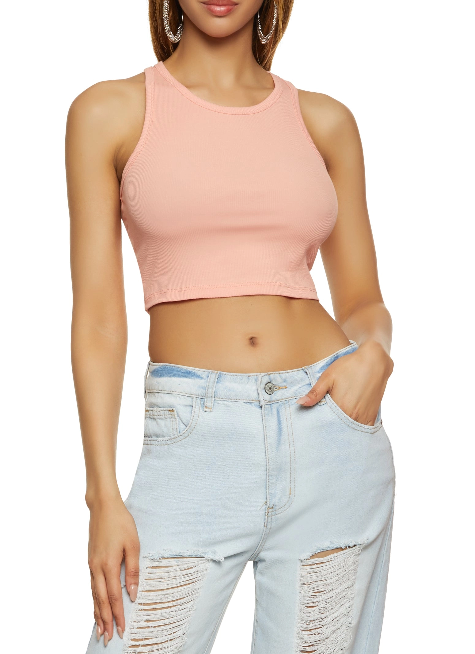 Basic Cropped Racerback Tank Top