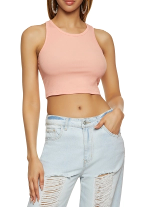 Basic Cropped Racerback Tank Top