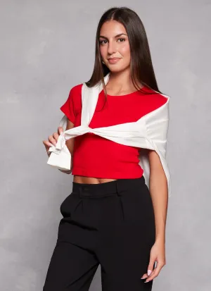 Basic Ribbed Knit Cropped Tee