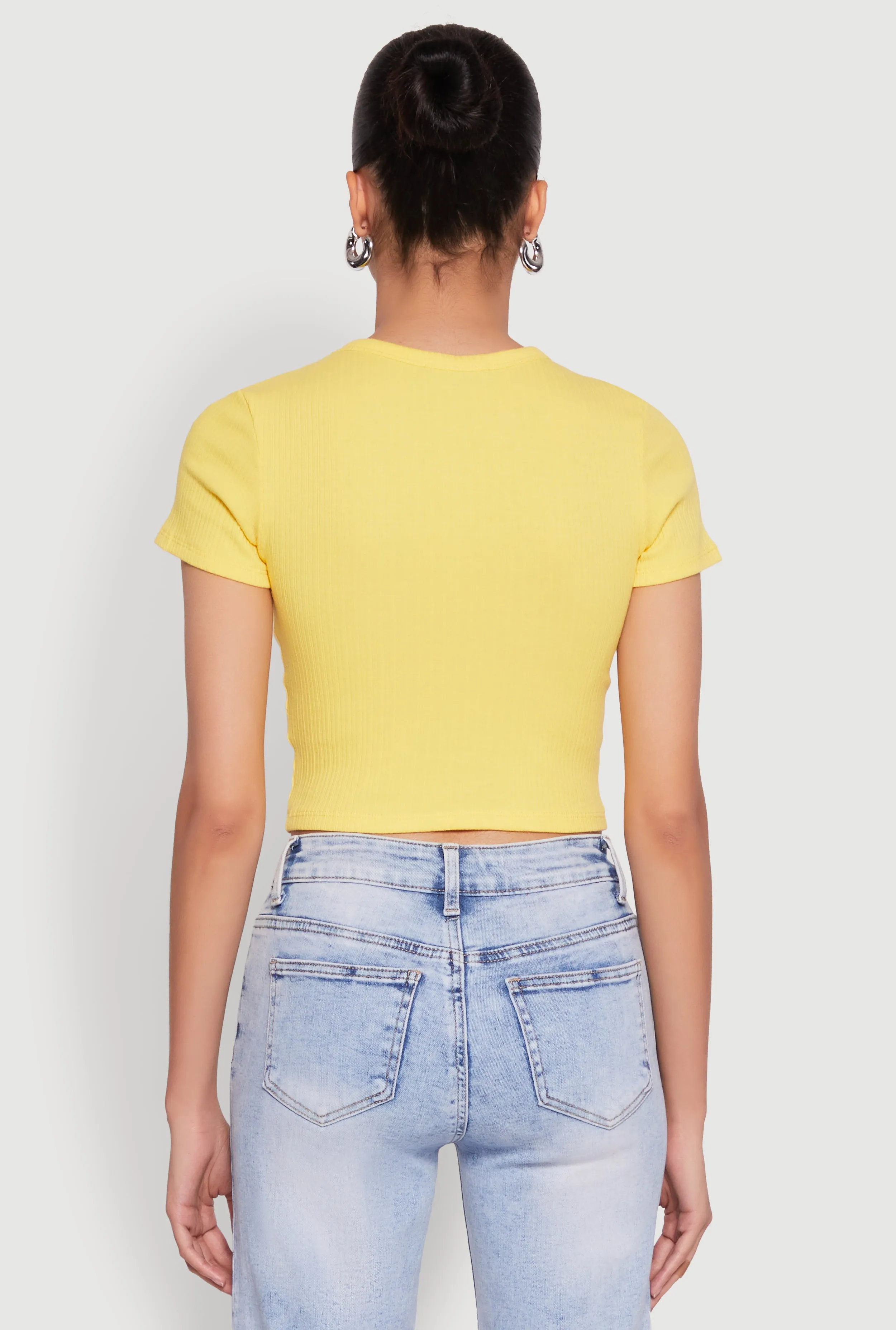 Basic Ribbed Knit Cropped Tee