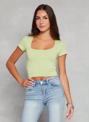 Basic Scoop Neck Cropped Tee