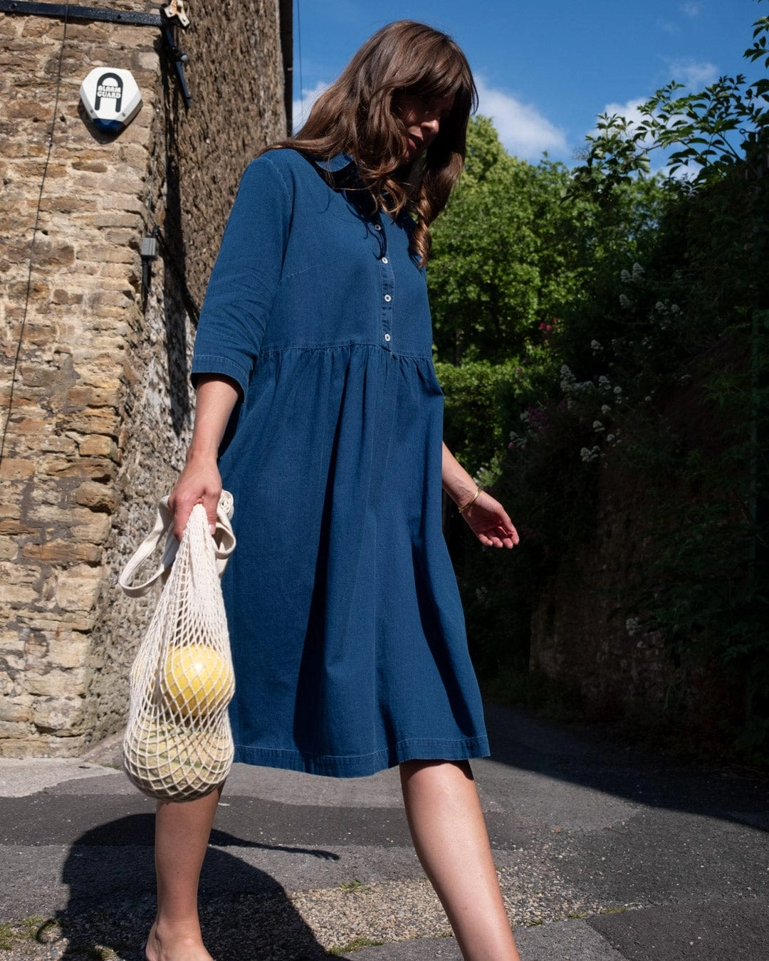 Bea Women's Cotton Shirt Dress | Textured Denim