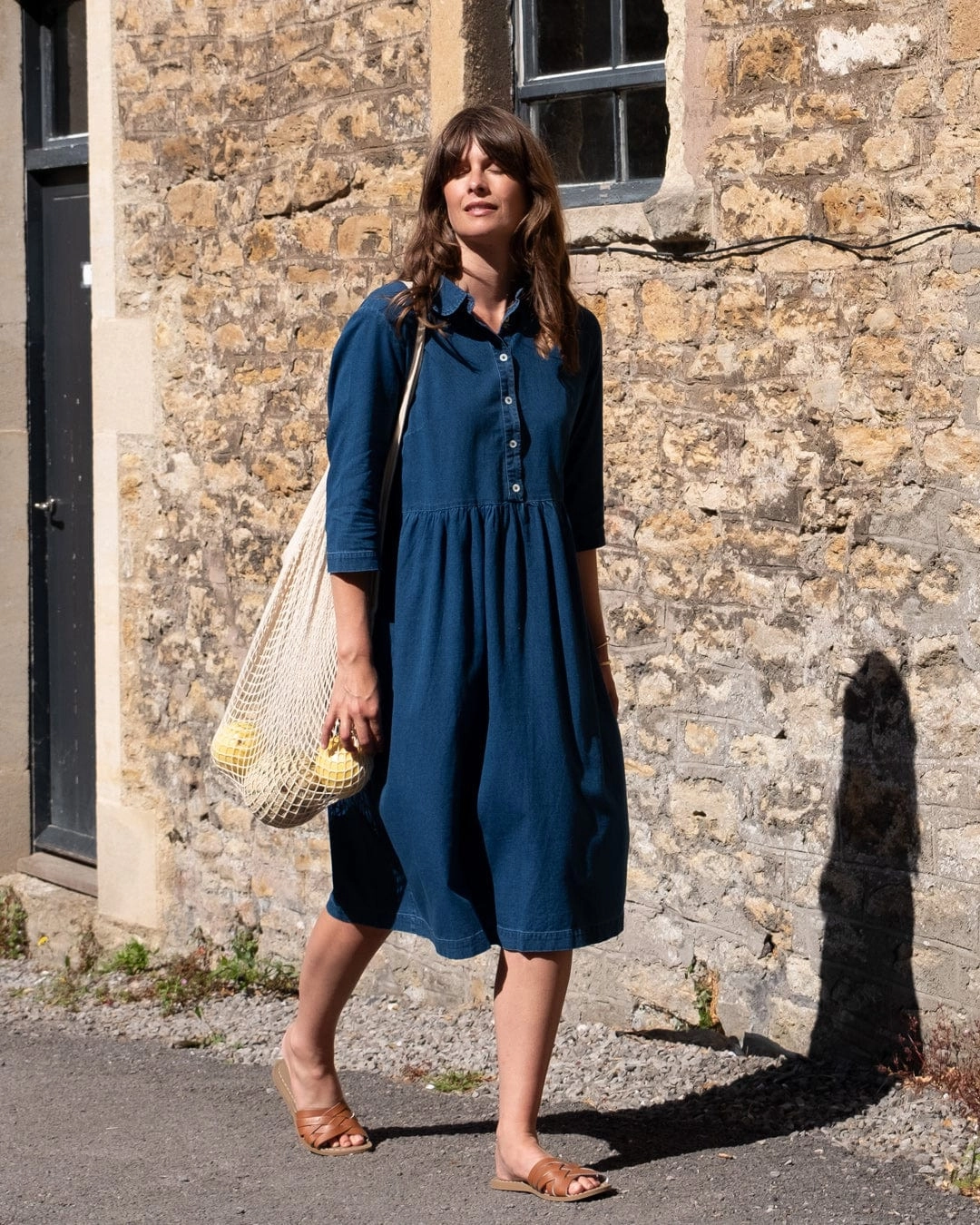 Bea Women's Cotton Shirt Dress | Textured Denim