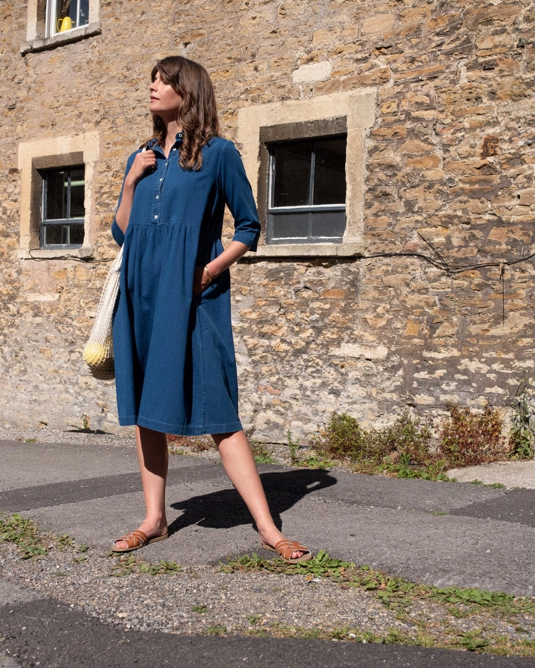 Bea Women's Cotton Shirt Dress | Textured Denim