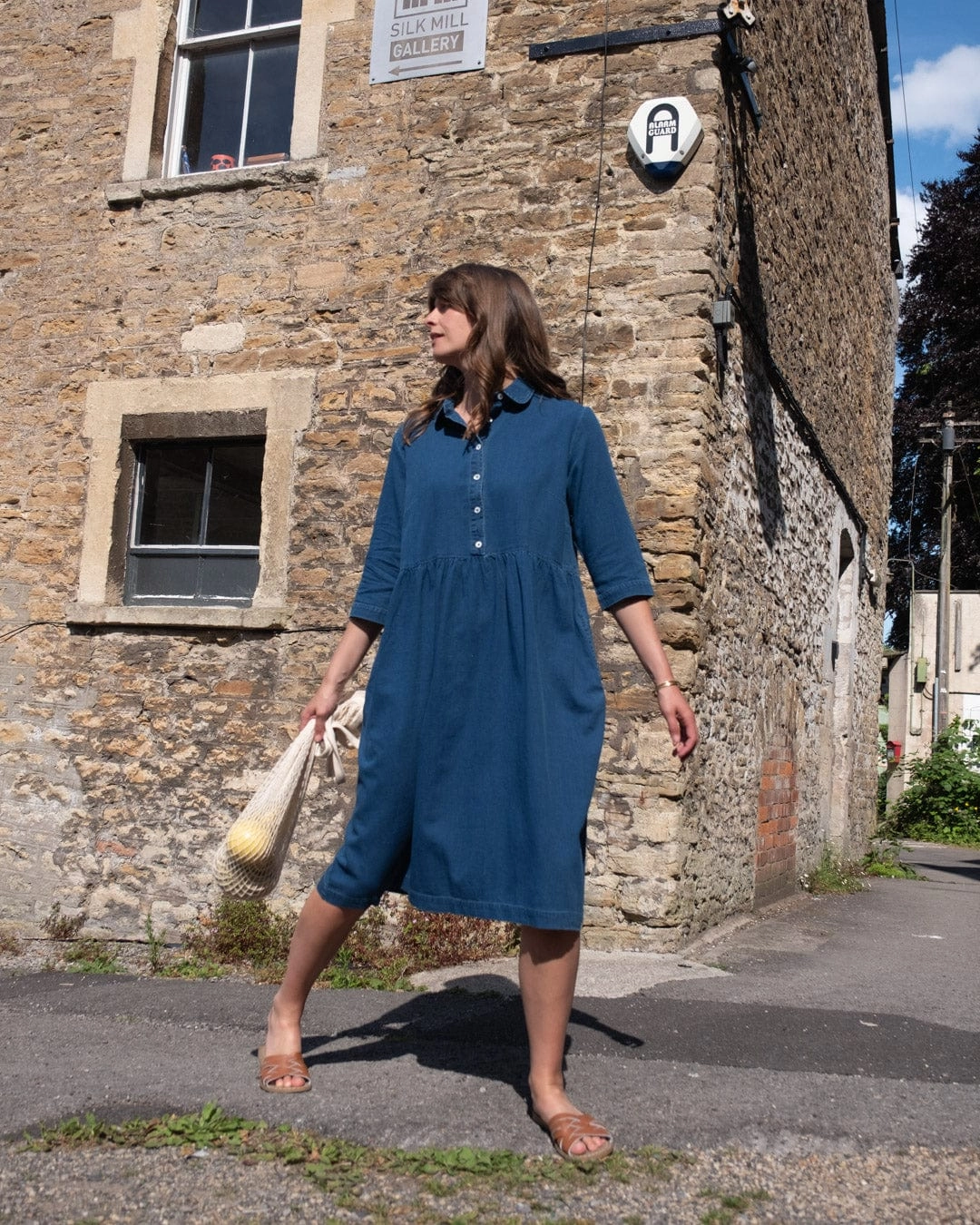 Bea Women's Cotton Shirt Dress | Textured Denim