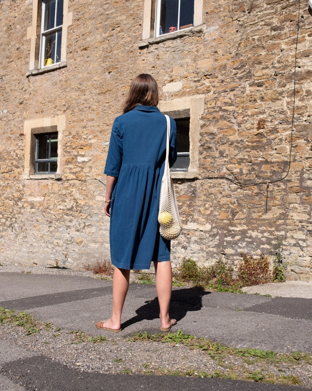 Bea Women's Cotton Shirt Dress | Textured Denim